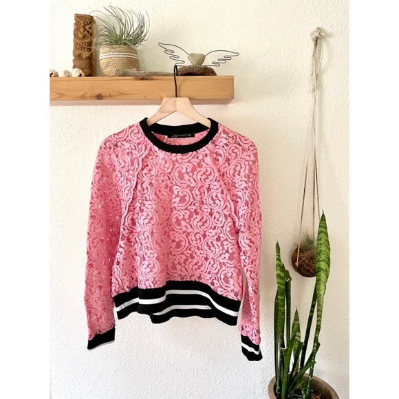 Zara Tops - Zara oversized pink lace top